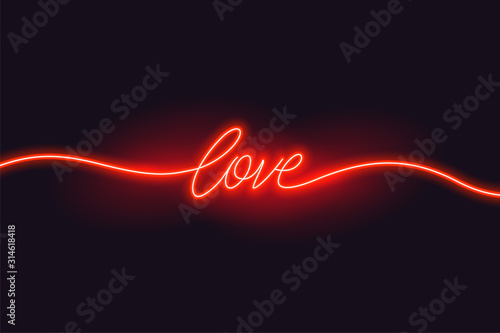 love text written in red neon style design