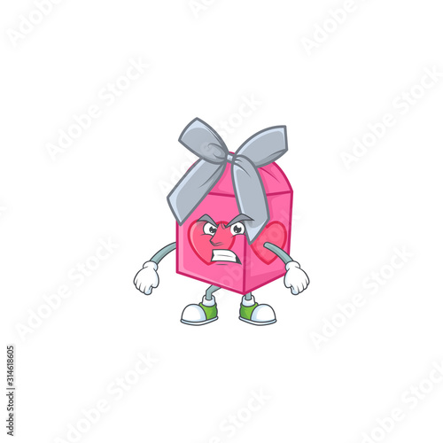 cartoon character of love gift pink with angry face