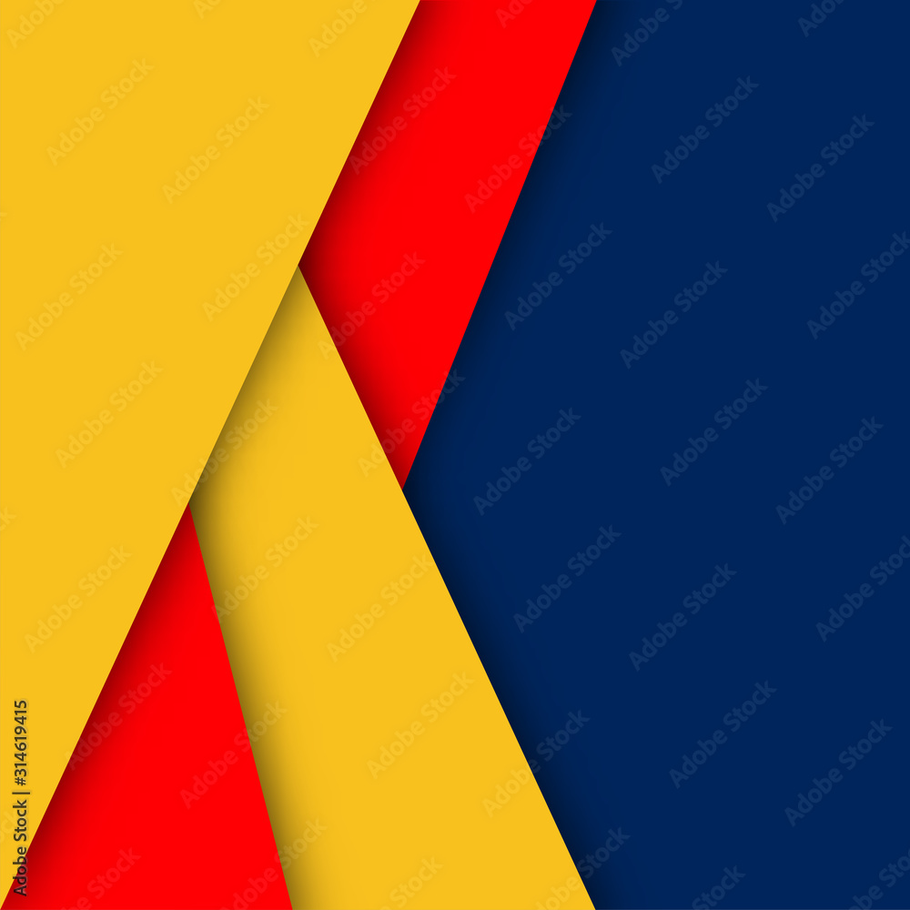 Red and Yellow Paper Overlap Layer on Blue Background. Red and Yellow Paper Overlap Layer on Blue Background.