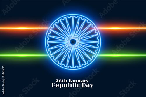indian republic day background in neon style