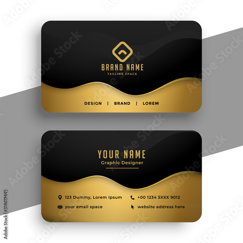 business card design in black and gold colors