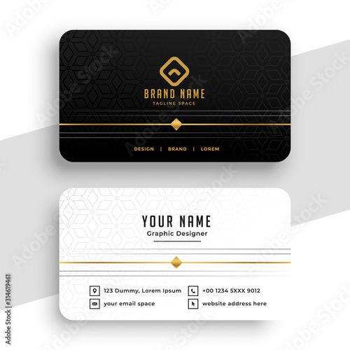 clean black white and golden business card design