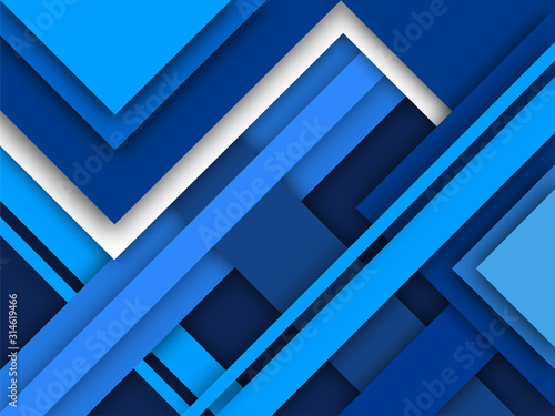 Blue and White Paper Overlapping Abstract Background.