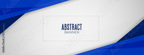 abstract geometric blue wide banner layout design