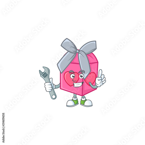 Smart Mechanic love gift pink cartoon character design