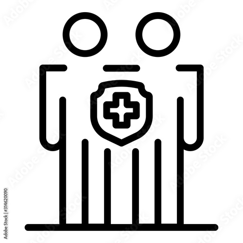 Family medical protection icon. Outline family medical protection vector icon for web design isolated on white background
