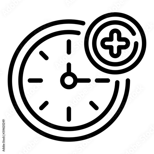 Medical clock icon. Outline medical clock vector icon for web design isolated on white background