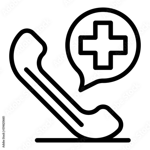 Medical emergency call icon. Outline medical emergency call vector icon for web design isolated on white background