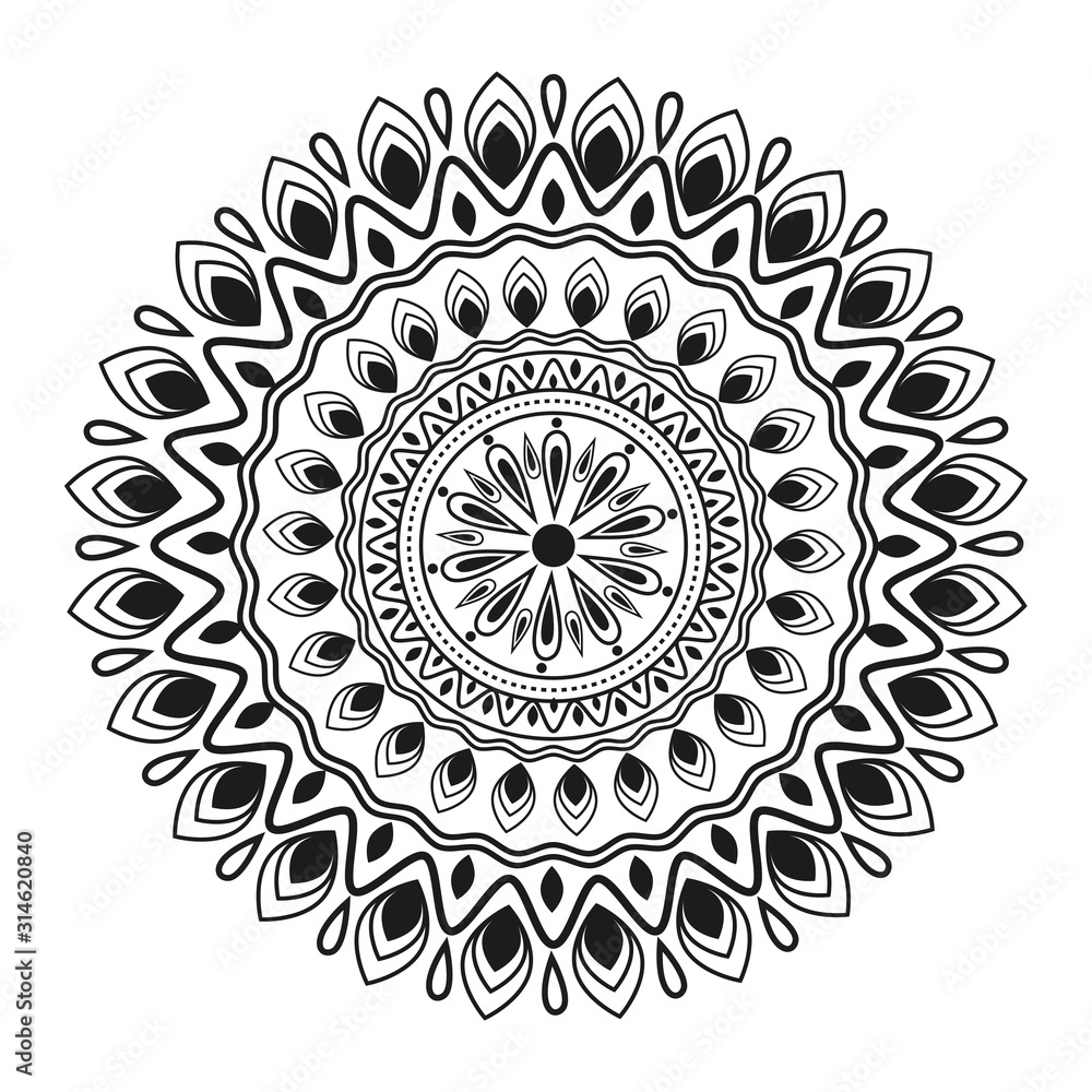 Circular Floral Mandala Pattern Design in Ethnic Style.