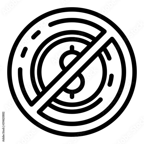 No money laundering icon. Outline no money laundering vector icon for web design isolated on white background