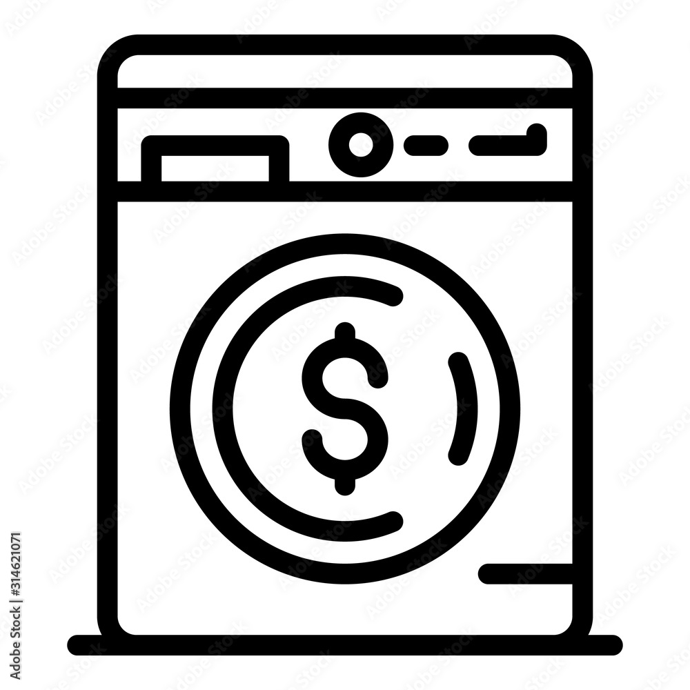 Money wash machine icon. Outline money wash machine vector icon for web design isolated on white background Money wash machine icon. Outline money wash machine vector icon for web design isolated on white background