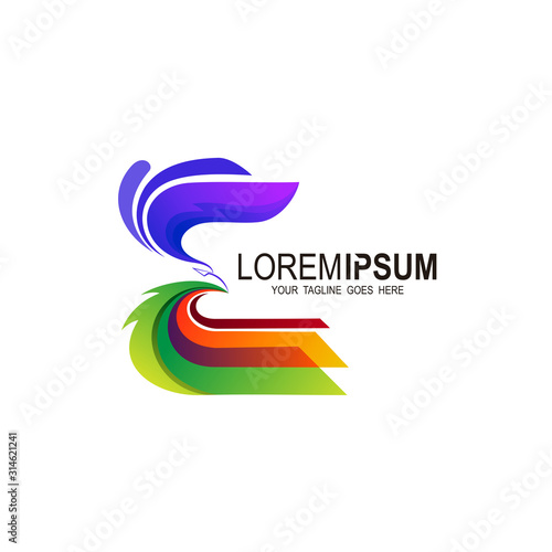 Free Download E logo , Letter e logo with eagle design vector - GFXLoad