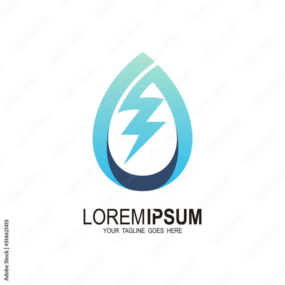 Water drop logo and thunder icon combination, volt logo Water drop logo and thunder icon combination, volt logo