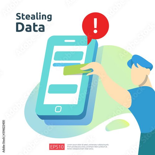 password phishing attack. stealing personal data. internet security concept for web landing page, banner, presentation, social, and print media template. Vector illustration