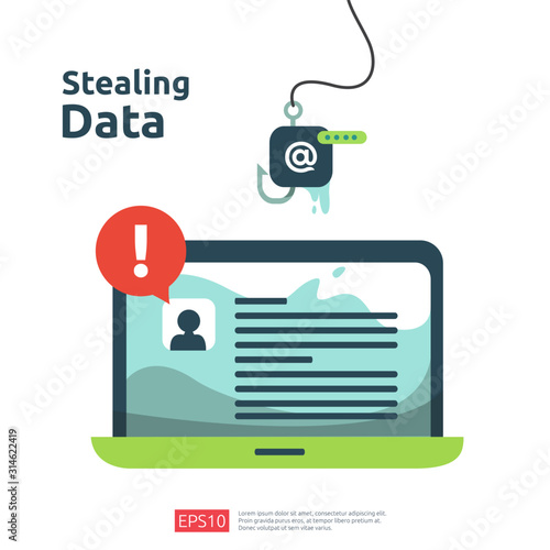 password phishing attack. stealing personal data. internet security concept for web landing page, banner, presentation, social, and print media template. Vector illustration