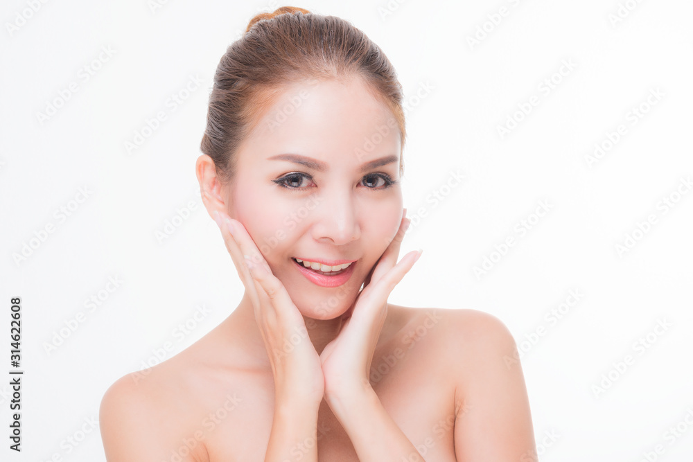 Beautiful young woman with clean fresh skin, Hair sleek, Proposing a product. Gestures for advertisement on pink background, Front view, with copy space. Beautiful young woman with clean fresh skin, Hair sleek, Proposing a product. Gestures for advertisement on pink background, Front view, with copy space.