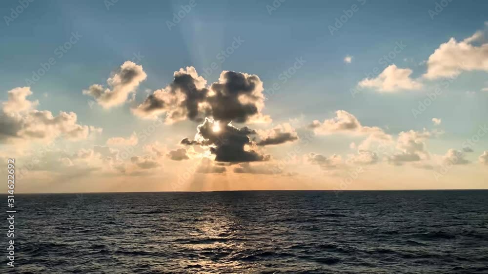 Sunset on the horizon. Open waters Sunset on the horizon. Open waters