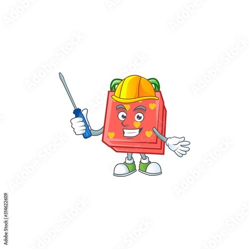 Cool automotive love gift red in cartoon character style