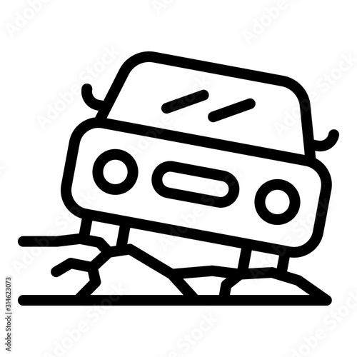 Car landslide icon. Outline car landslide vector icon for web design isolated on white background