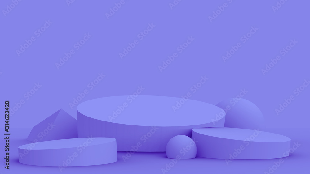 3d purple violet scene modern minimal design in studio background. Abstract 3d geometric shape object illustration render. Display for cosmetic fashion product.
