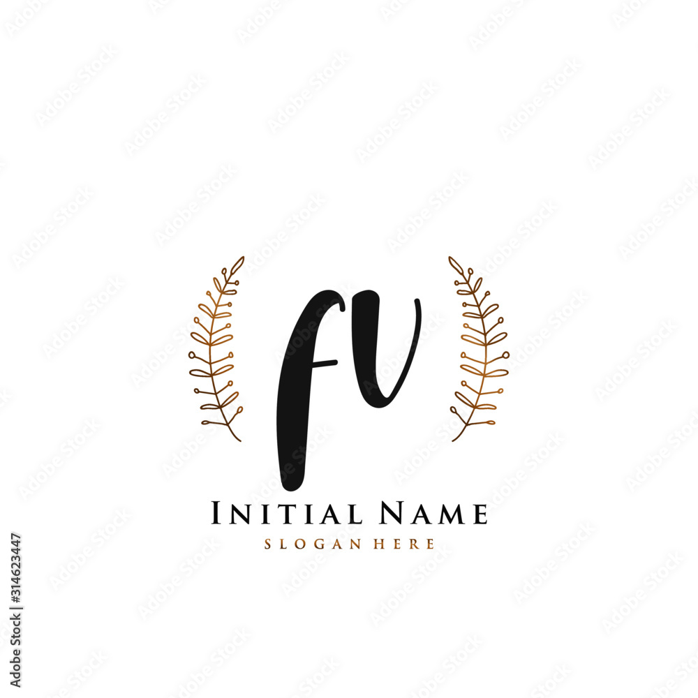 FV Initial handwriting logo vector FV Initial handwriting logo vector