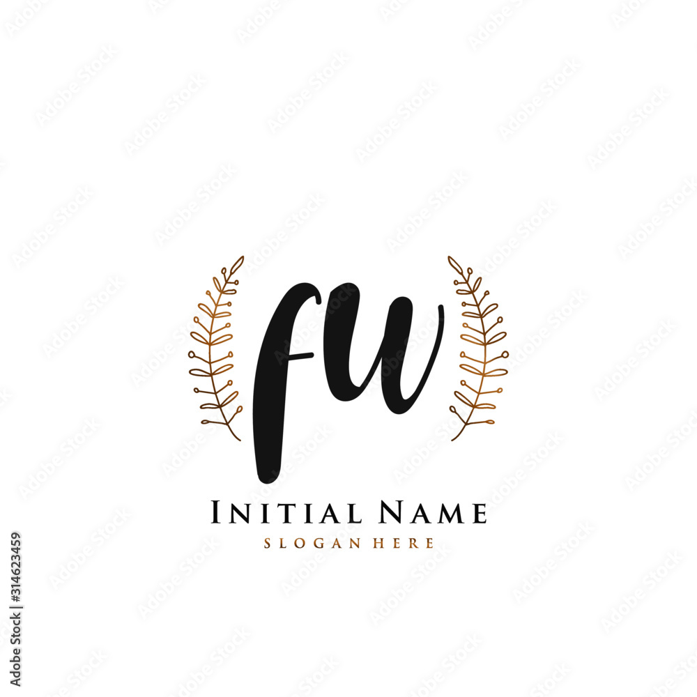 FW Initial handwriting logo vector