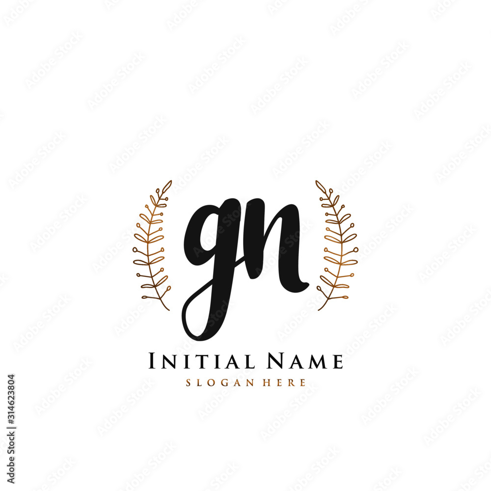GN Initial handwriting logo vector GN Initial handwriting logo vector