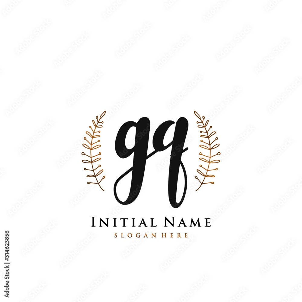 GQ Initial handwriting logo vector GQ Initial handwriting logo vector