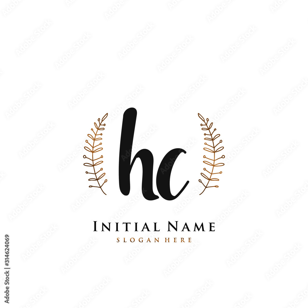 HC Initial handwriting logo vector HC Initial handwriting logo vector