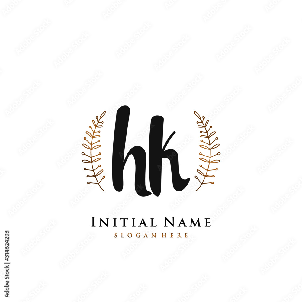 HK Initial handwriting logo vector