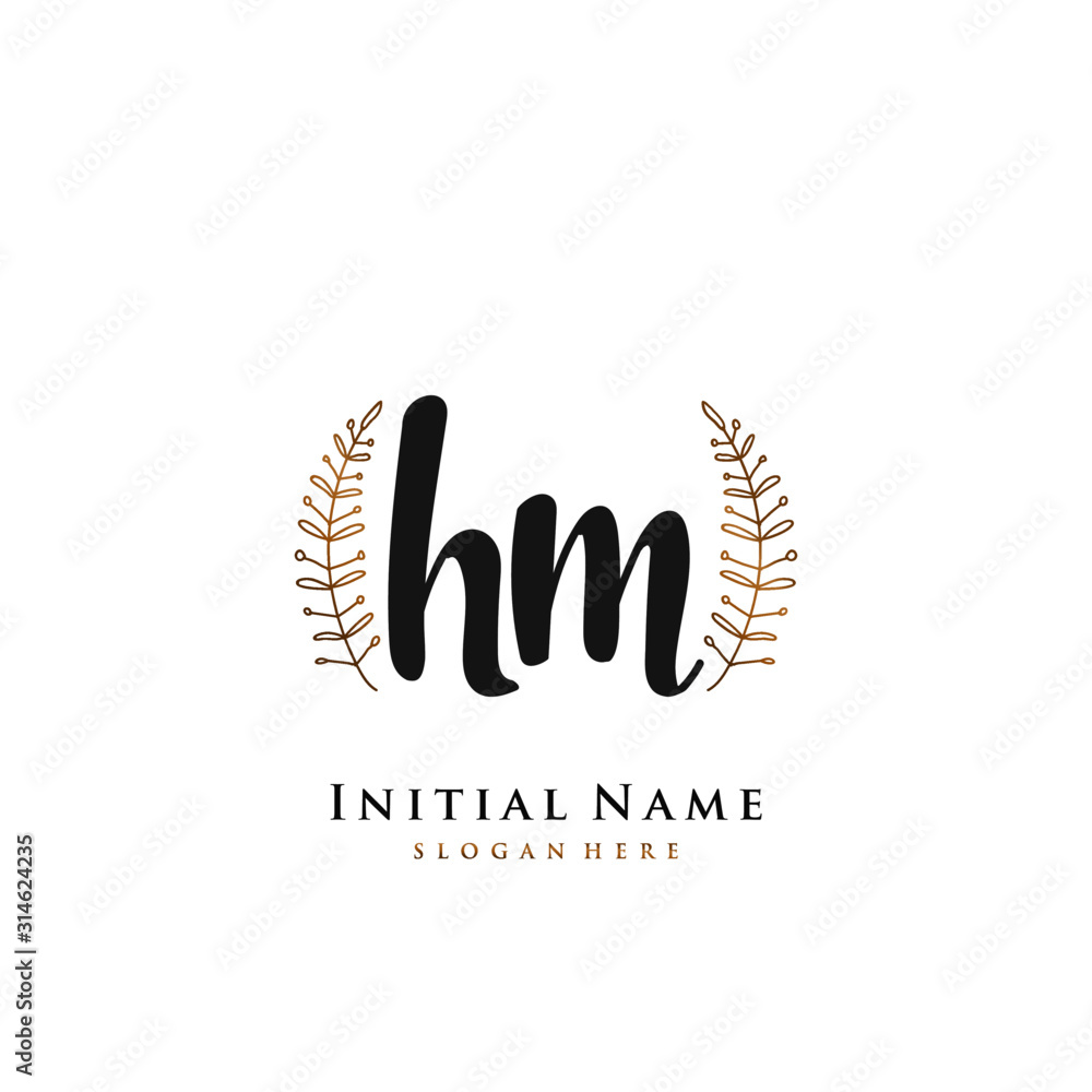 HM Initial handwriting logo vector HM Initial handwriting logo vector