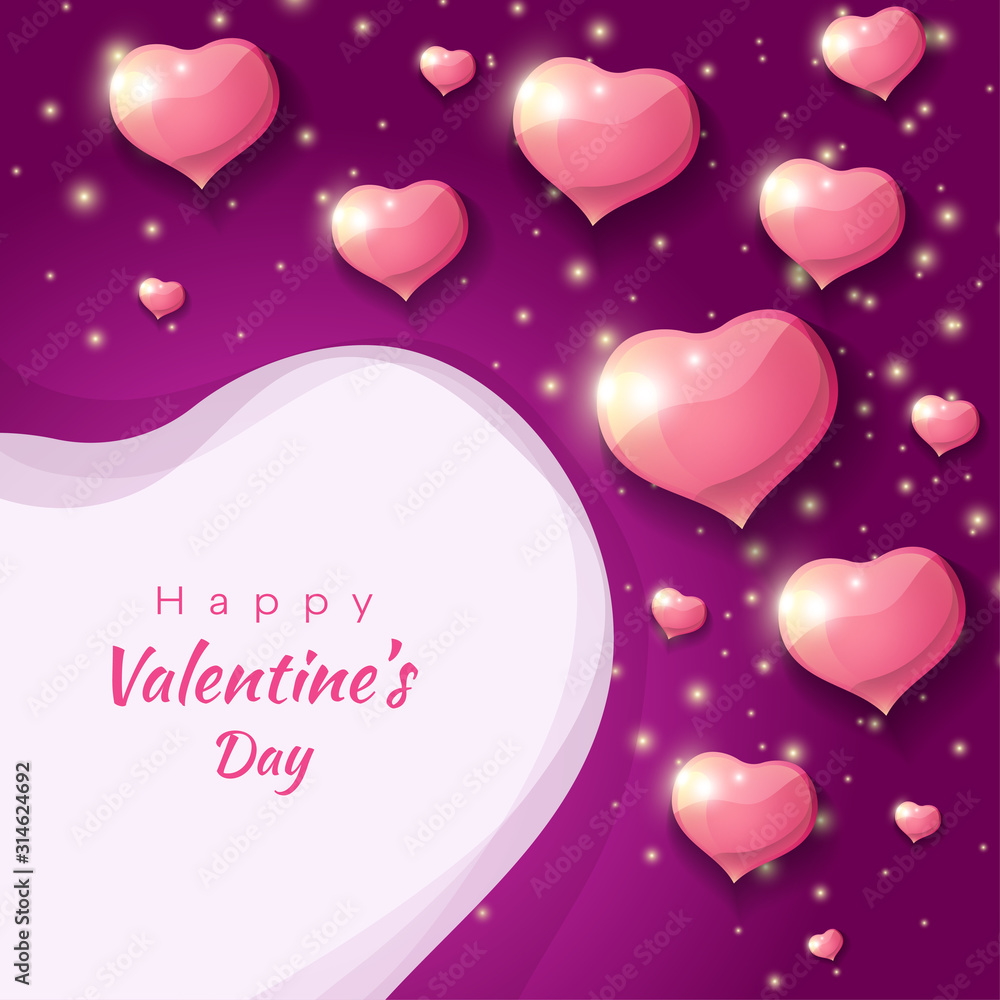 Valentine's day with glow in purple and pink
