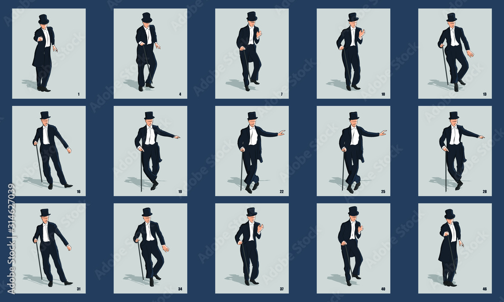 Gentleman Dancing animation sprite sheet vector illustration.. Can be used for GIF animation. Loop animation vector. Gentleman Dancing animation sprite sheet vector illustration.. Can be used for GIF animation. Loop animation vector.
