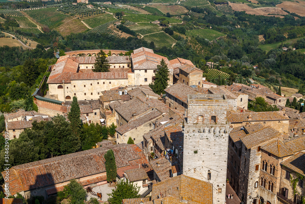 View to the historic centre of San Gimignano town, Italy