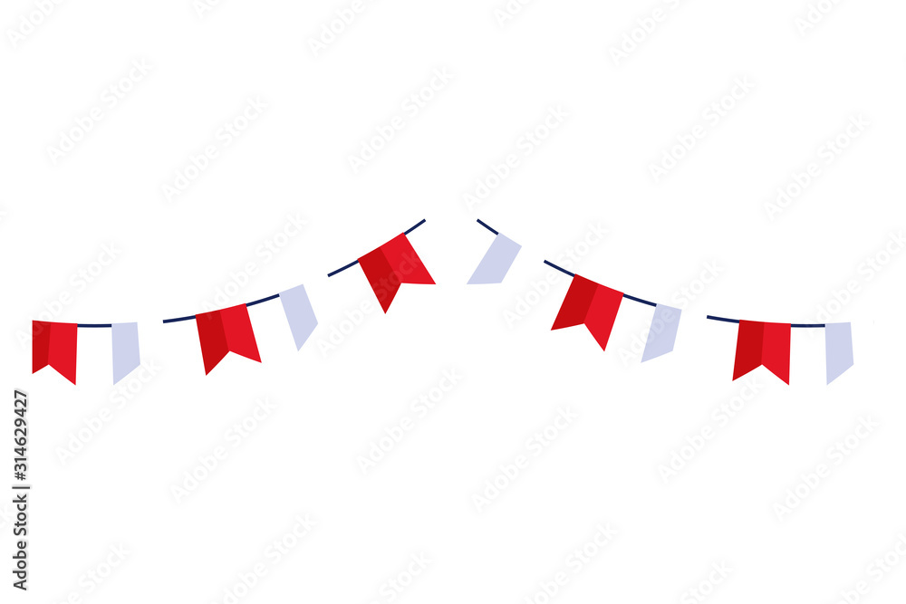 Obraz premium garlands hanging red and white color isolated icon vector illustration design