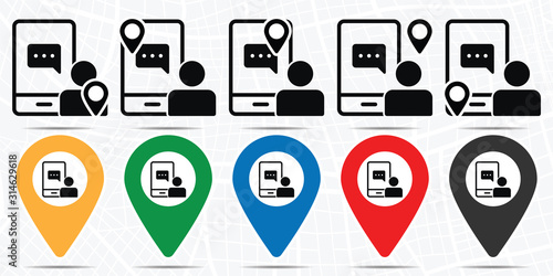 Online learning  chat  mobile  chat training icon in location set. Simple glyph  flat illustration element of online traning theme icons