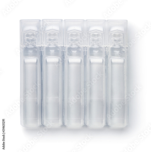 Front view of blank plastic ampules pack