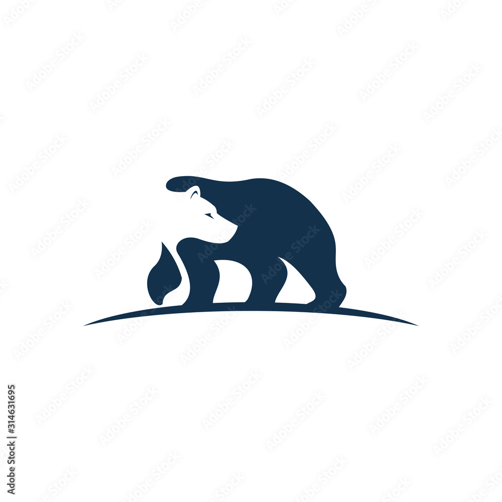 drawing of a bear with his head turned behind the simple logo vector drawing of a bear with his head turned behind the simple logo vector