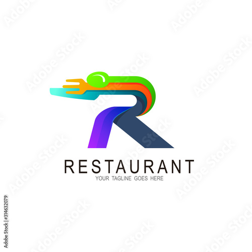 R logo   Letter R logo with restaurant design 