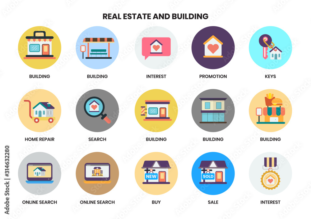 Building icons set for business Building icons set for business