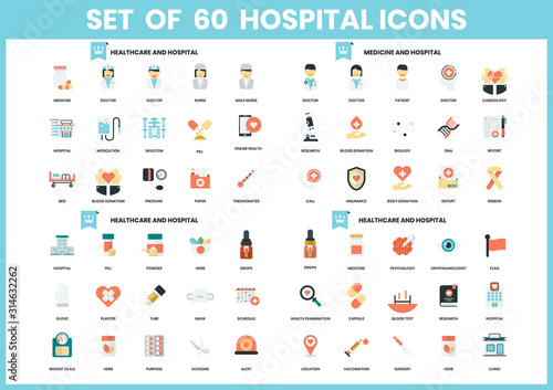 Hospital icons set for business