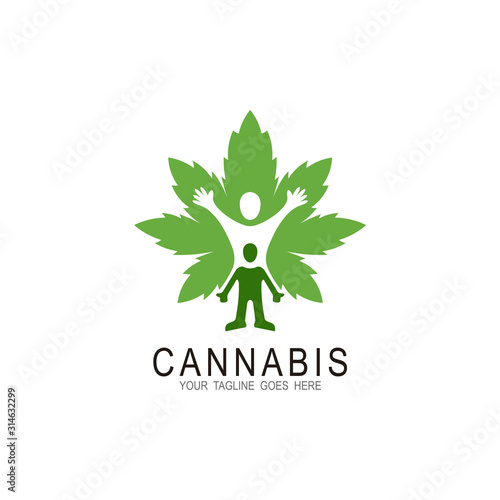 Healthy people  and cannabis leaf logo design