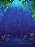 Fish world match 3 vector illustration background screen