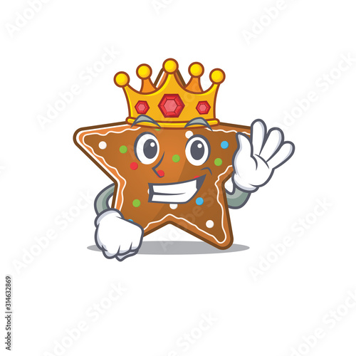 A stunning of gingerbread star stylized of King on cartoon mascot style