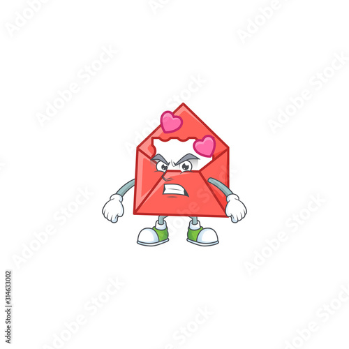cartoon character of love letter with angry face