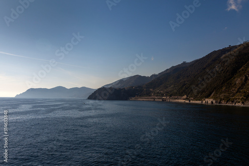 Mediterranean sea coast next to Cinque terre, Italy.