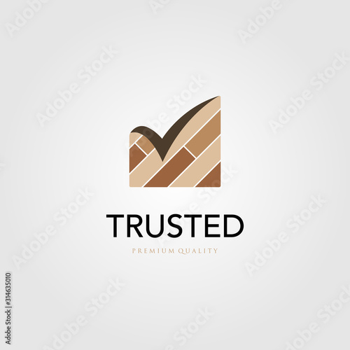 trusted wood parquet floor vinyl logo checklist symbol label design