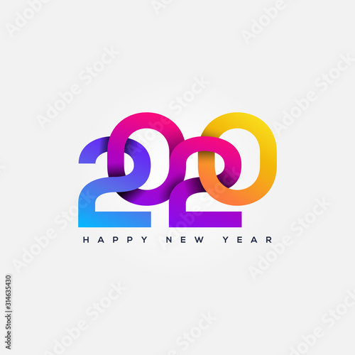 Premium Colorful Happy New Year 2020  logo design Vector