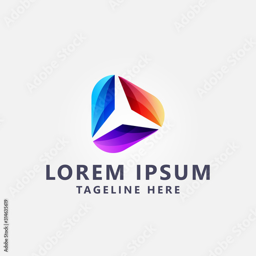 Premium Media Play logo design Vector