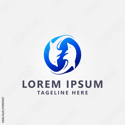 Premium Sea World logo design Vector